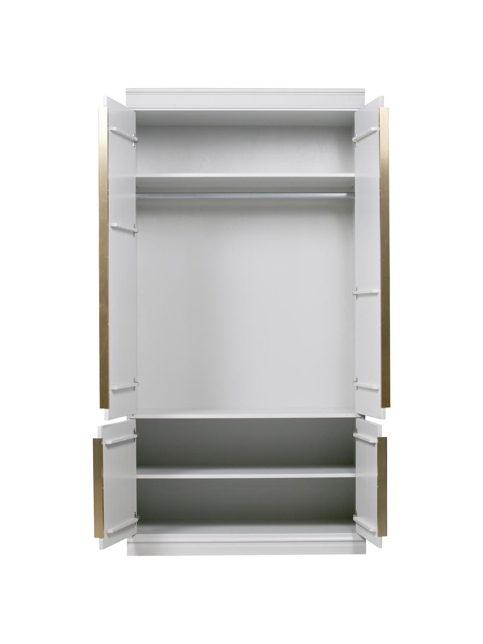 Kleiderschrank Organize mit Kleiderstange in Grauweiss, Korpus: Kiefernholz, lackiert, Griffe: Metall, beschichtet, Grau, Weiss, 110 x 215 cm