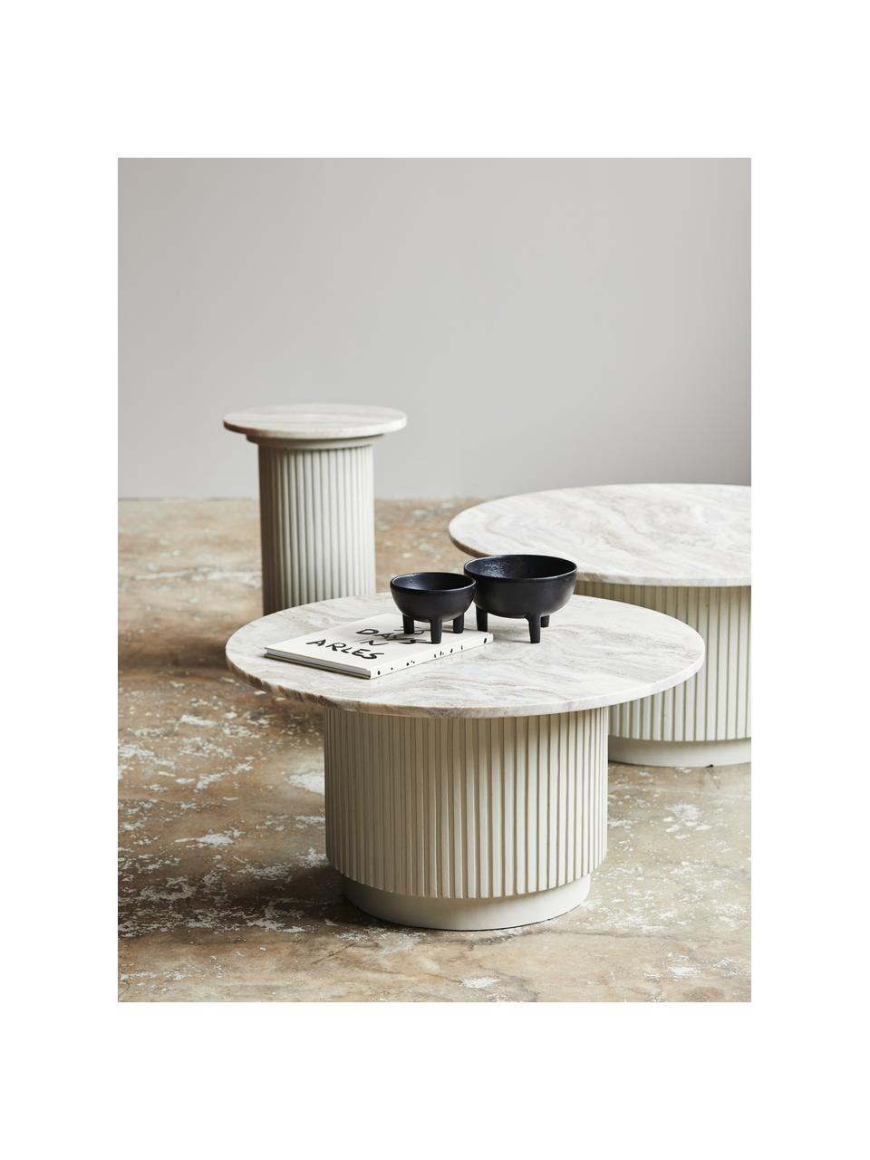 Kulatý odkládací stolek s mramorovou deskou stolu Erie, Přírodní bílá, Ø 40 cm, V 55 cm