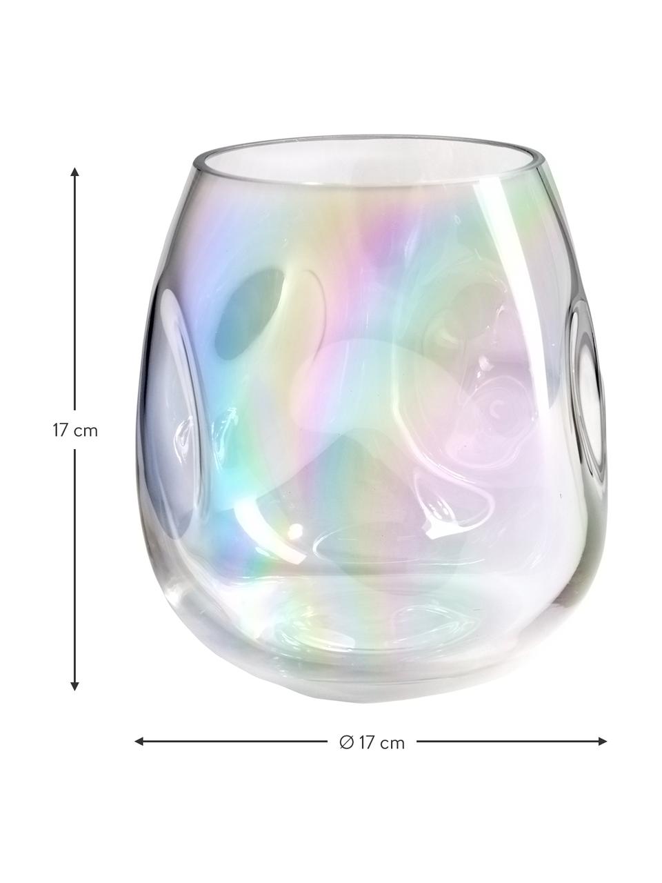 Ručne fúkaná sklenená váza Rainbow, Fúkané sklo, Priehľadná, dúhová, Ø 17 x V 17 cm