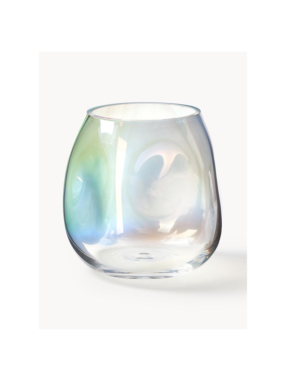 Mondgeblazen glazen vaas Rainbow, H 17 cm, Mondgeblazen glas, Transparant, iriserend, Ø 17 x H 17 cm