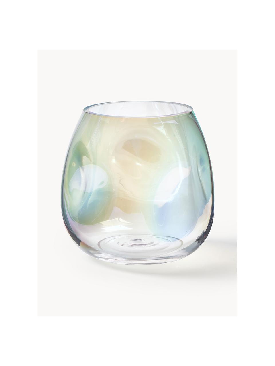 Vaso in vetro soffiato iridescente Rainbow, alt. 17 cm, Vetro soffiato, Trasparente, iridescente, Ø 17 x Alt. 17 cm