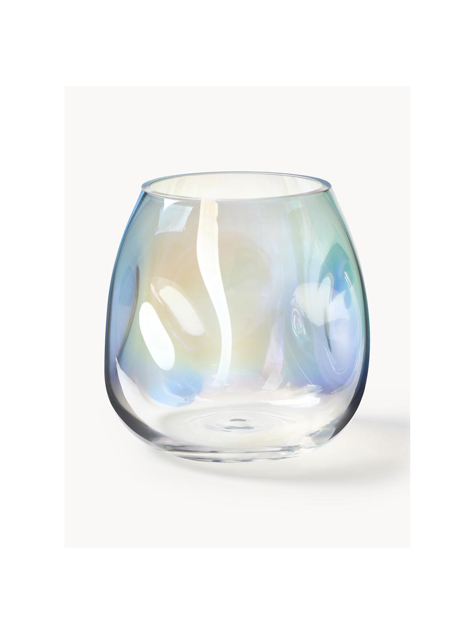 Jarrón de vidrio soplado Rainbow, 17 cm, Vidrio soplado artesanalmente, Transparente iridiscente, Ø 17 x Al 17 cm
