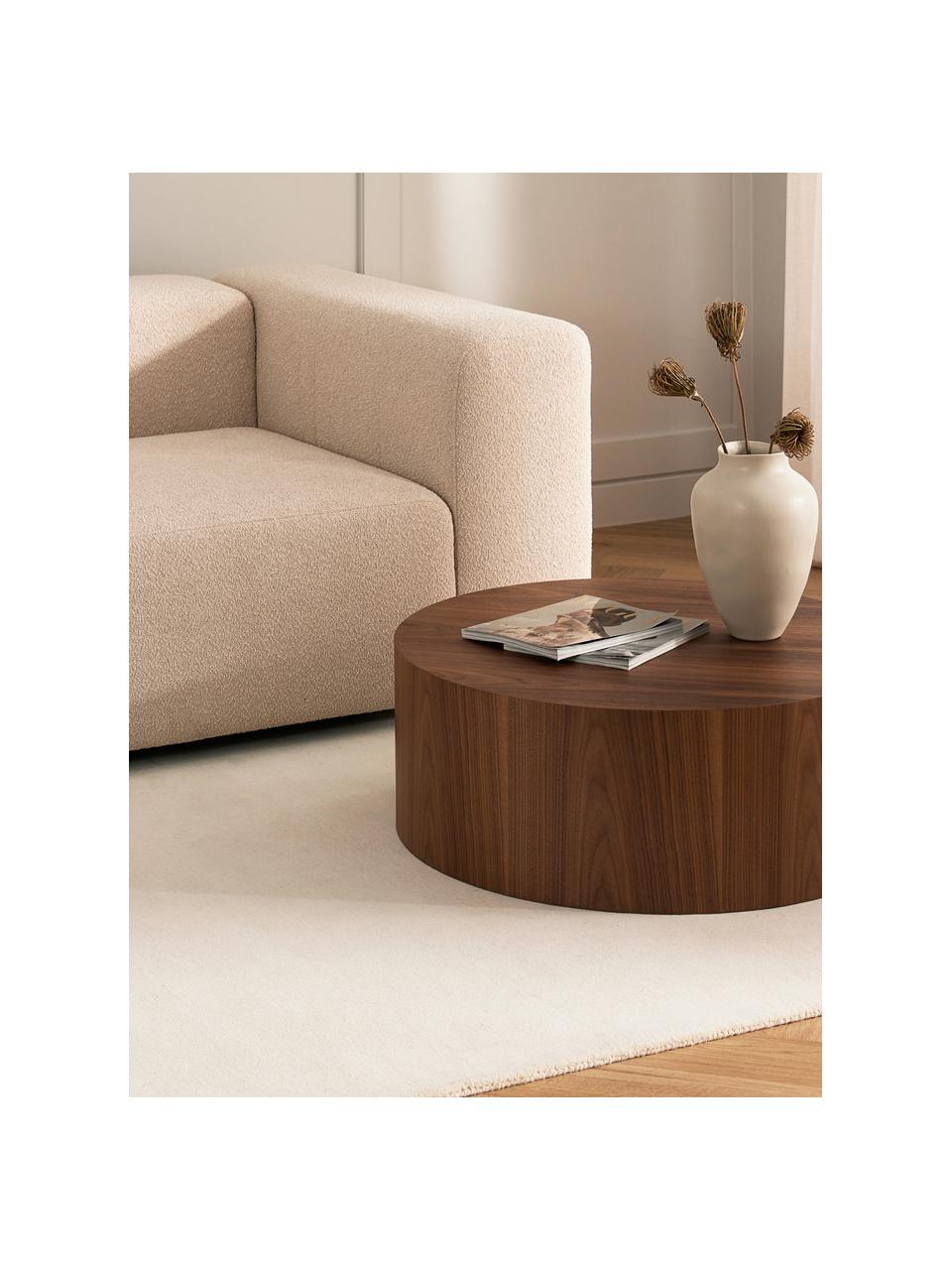 Tavolino rotondo da salotto in legno Dan, Pannello di fibra a media densità (MDF) con finitura in legno di noce, Legno scuro, Ø 80 x Alt. 30 cm
