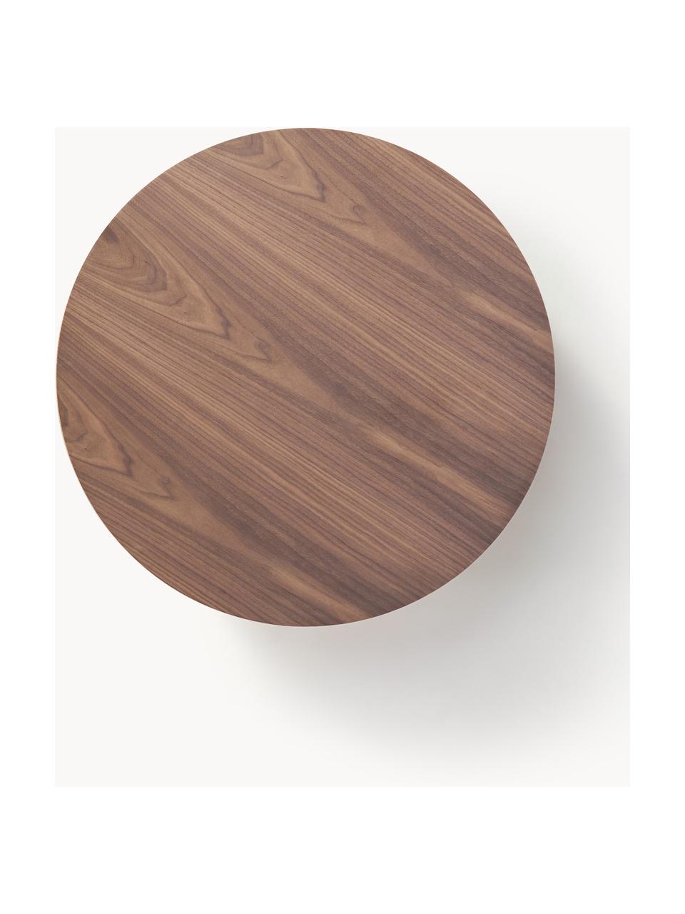 Okrągły stolik kawowy z drewna Dan, Płyta pilśniowa (MDF), fornir z drewna orzechowego, Ciemne drewno naturalne, Ø 80 x W 30 cm