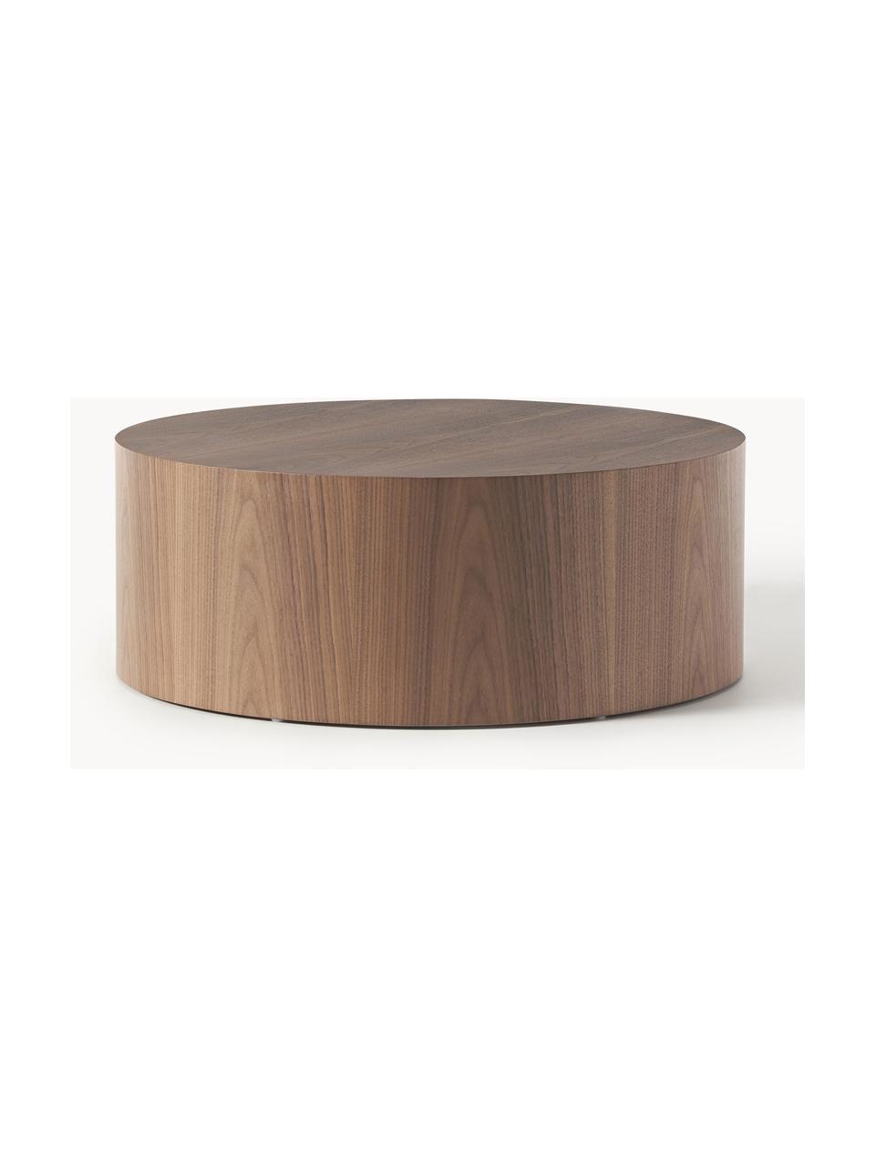 Mesa de centro redonda de madera Dan, Tablero de fibras de densidad media (MDF) chapado en madera de fresno, Madera de nogal, Ø 80 x Al 30 cm
