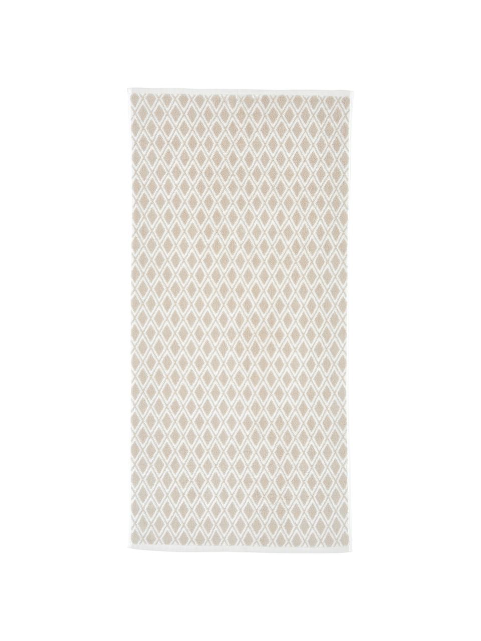Serviette de toilette réversible en coton pur Ava, Couleur sable, blanc crème, Serviettes de toilette, larg. 50 x long. 100 cm , 2 pièces