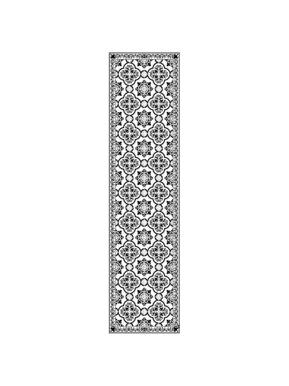 Tapis antidérapant intérieur extérieur en vinyle Elena, Vinyle, recyclable, Noir, blanc, gris, larg. 65 x long. 255 cm