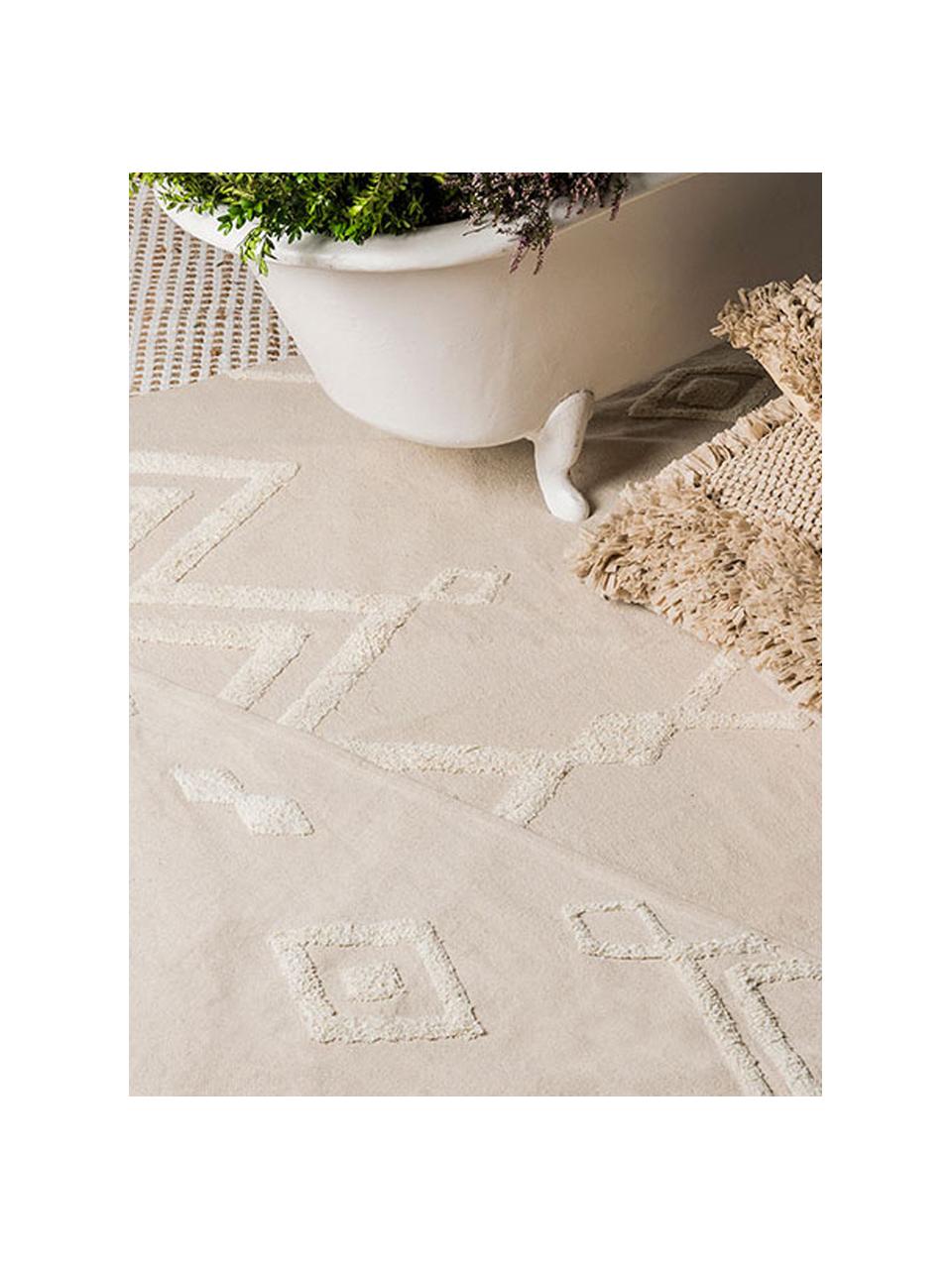 Tapis graphique blanc cassé Canvas, Blanc cassé