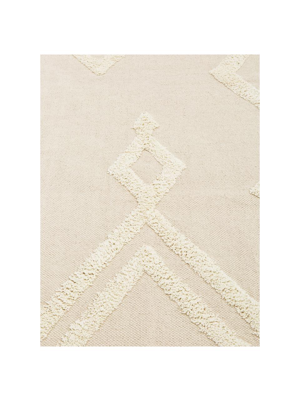 Teppich Canvas mit getufteter Verzierung, 100% Baumwolle, Gebrochenes Weiß, B 200 x L 300 cm (Größe L)