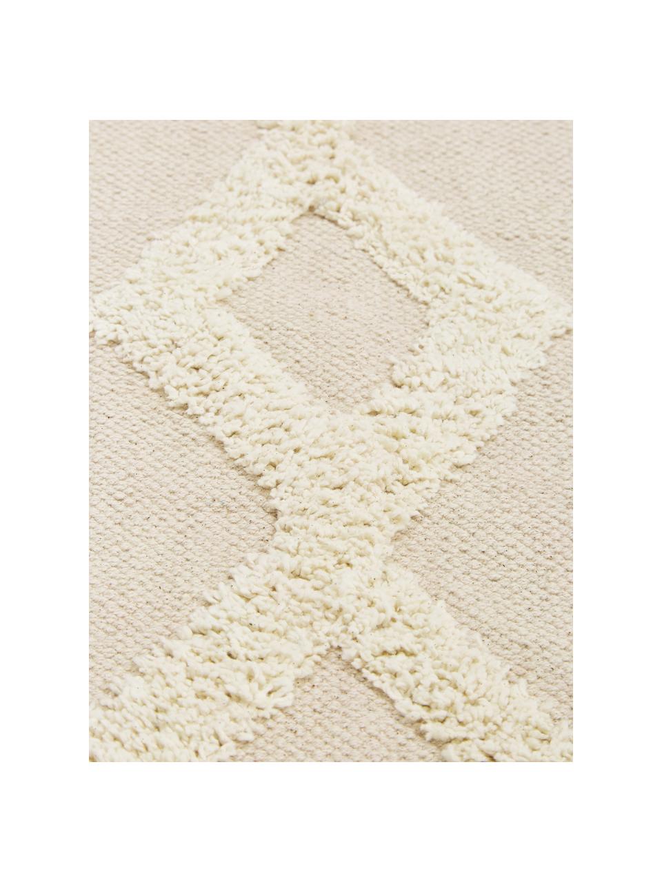 Teppich Canvas mit getufteter Verzierung, 100% Baumwolle, Gebrochenes Weiß, B 200 x L 300 cm (Größe L)