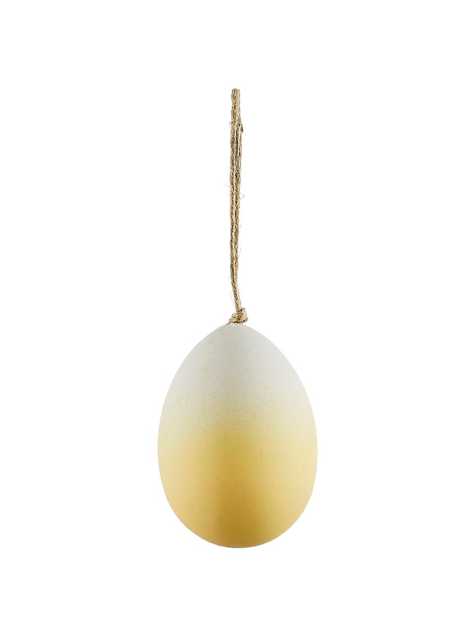Œufs de Pâques à suspendre fait main Essie, 3 pièces, Plastique, Jaune, blanc, Ø 4 x haut. 6 cm