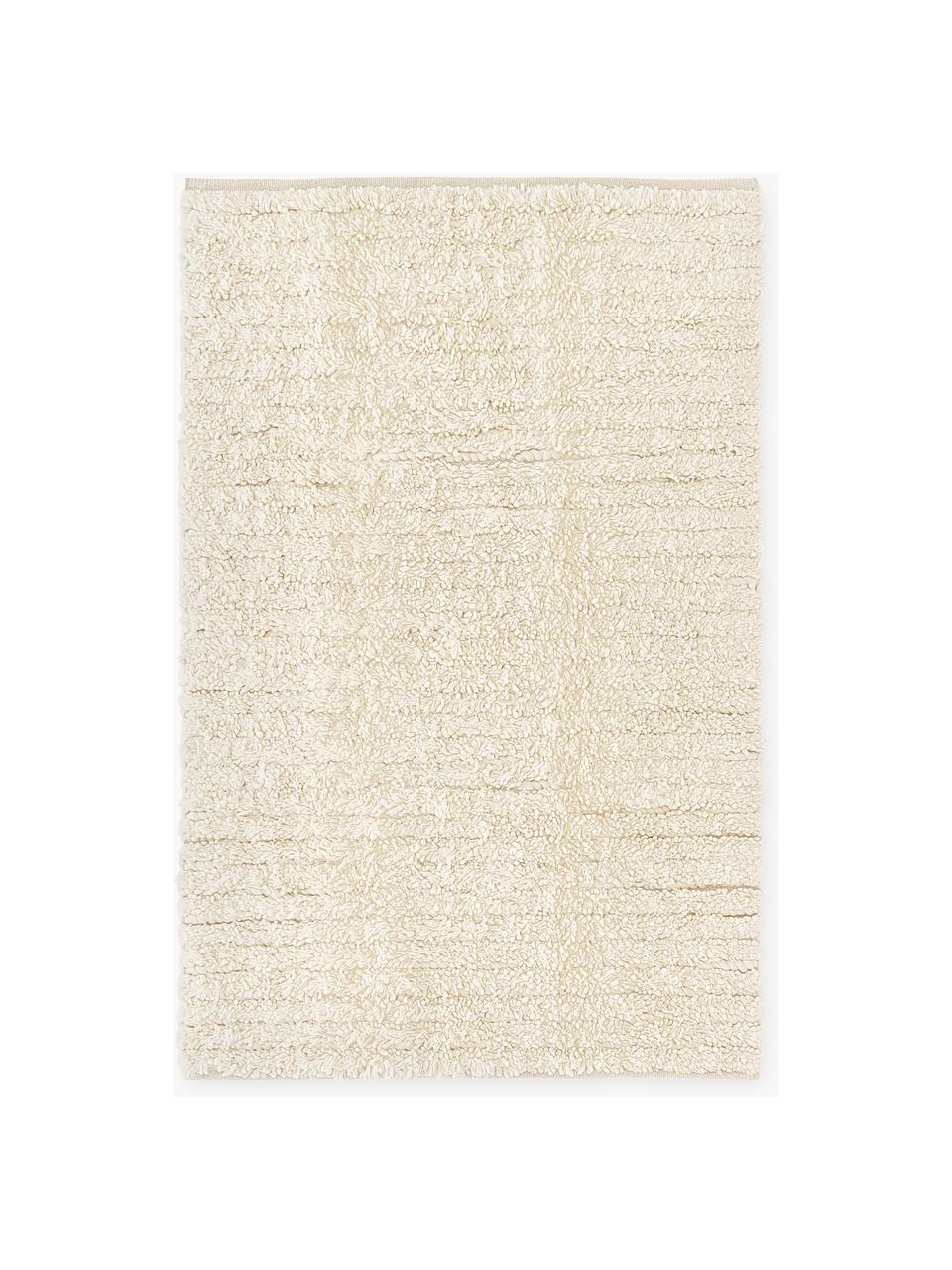 Ručne tkaný vlnený koberec s vysokým vlasom Octavia, 71 %  vlna, 29 % bavlna 

V prvých týždňoch používania môžu vlnené koberce uvoľňovať vlákna, tento jav po čase zmizne, Krémovobiela, Š 120 x D 180 cm (veľkosť S)