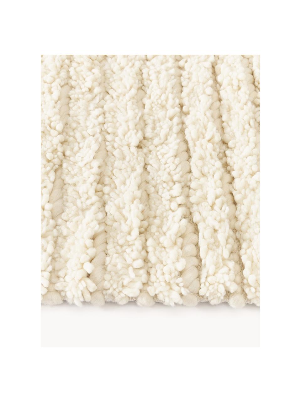 Alfombra artesanal de lana texturizada de pelo alto Octavia, 71% lana, 29% algodón 

Las alfombras de lana se pueden aflojar durante las primeras semanas de uso, la pelusa se reduce con el uso diario., Blanco crema, An 80 x L 150 cm (Tamaño XS)