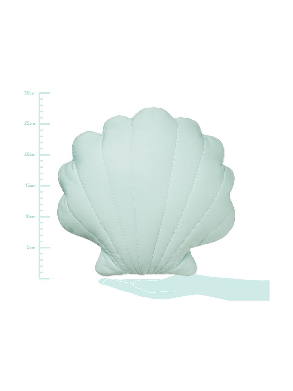 Cojín Sea Shell, con relleno, Exterior: algodón orgánico, Verde menta, An 28 x L 39 cm