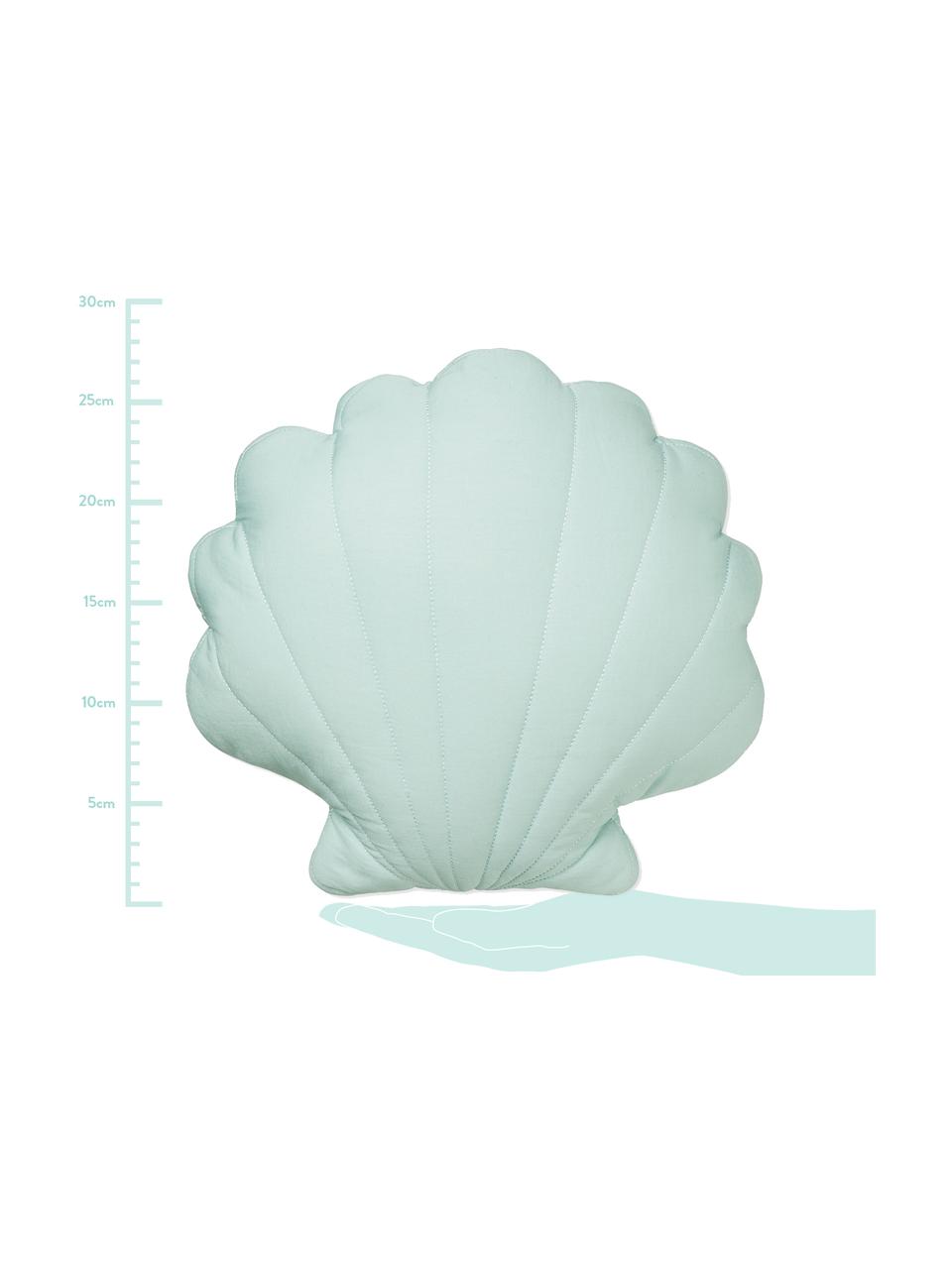 Coussin coquillage en coton bio Sea Shell, Vert menthe