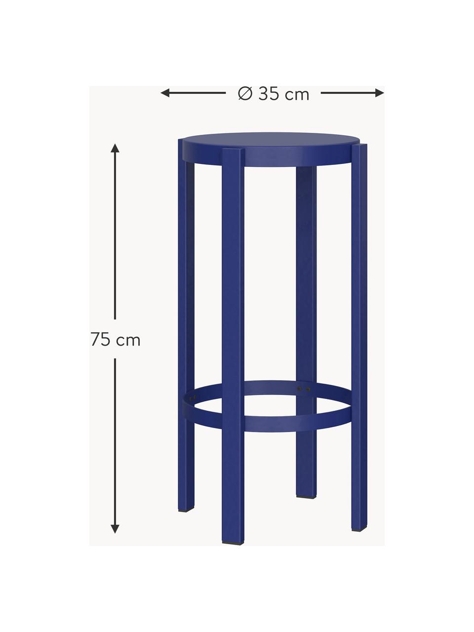 Barová stolička z kovu Doon, Ocel s práškovým nástřikem, Královská modrá, Ø 35 cm, V 75 cm