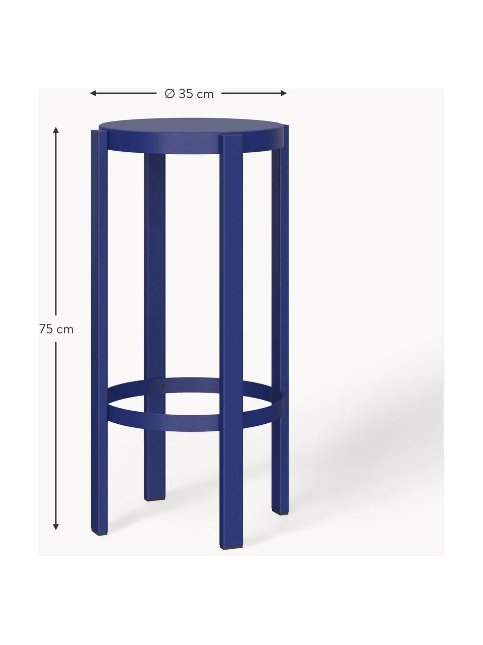 Kovová barová stolička Doon, Ocel s práškovým nástřikem, Královská modrá, Ø 35 cm, V 75 cm