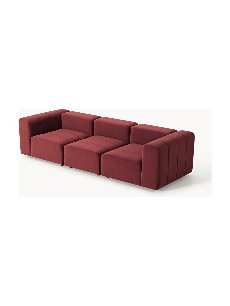 Modulares Samt-Sofa Lena (4-Sitzer), Bezug: Samt (100 % Polyester) De, Gestell: Buchenholz, Spanplatte, H, Samt Weinrot, B 287 x T 106 cm