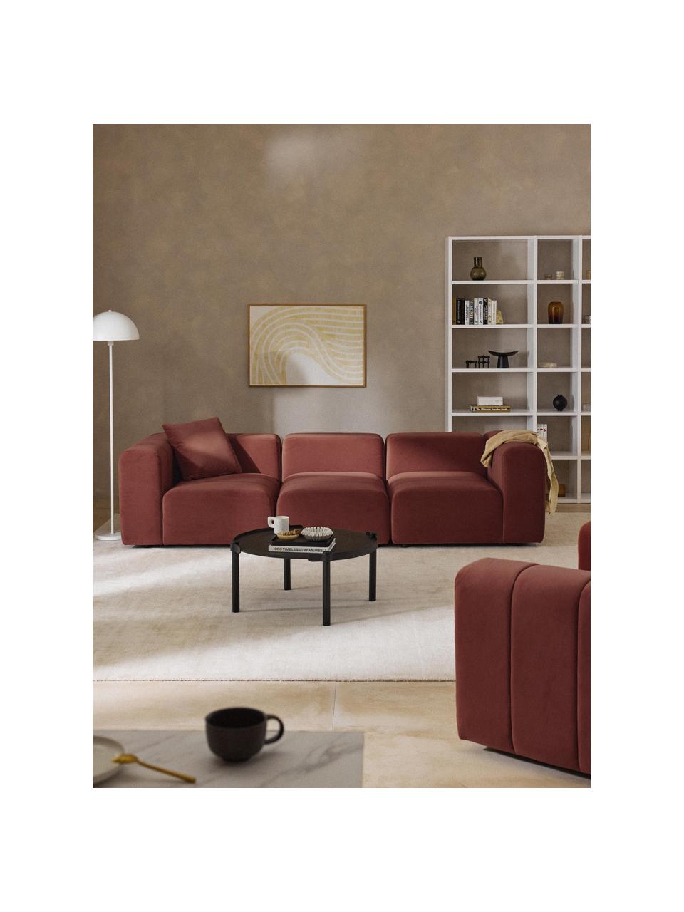 Modulares Samt-Sofa Lena (4-Sitzer), Bezug: Samt (100 % Polyester) De, Gestell: Buchenholz, Spanplatte, H, Samt Weinrot, B 287 x T 106 cm