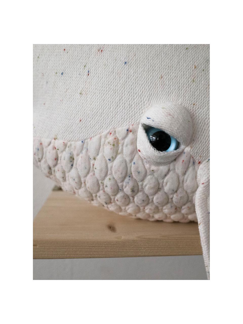 Handgefertigtes Kuschelkissen Beluga, verschiedene Grössen, Rückseite: 100 % Baumwolle, Off White, gesprenkelt, B 46 x H 21 cm