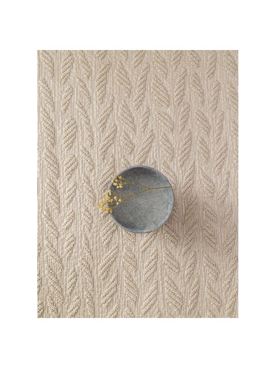 In- & Outdoor-Teppich Braided mit Blattmuster, 100 % Polypropylen, Hellbeige, B 120 x L 170 cm (Größe S)