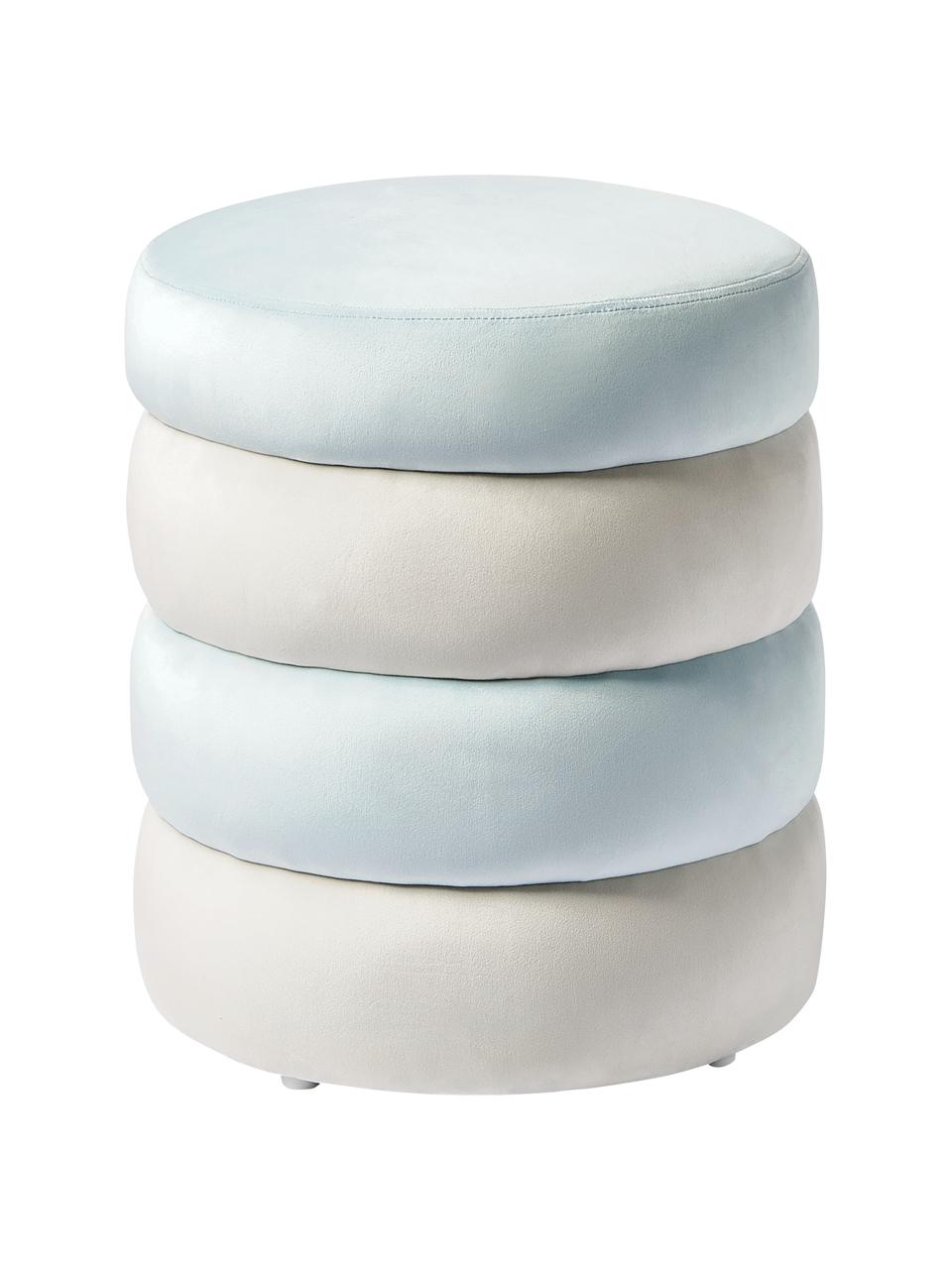 Tabouret en velours Alto de Noor Kleinenberg de Groot, Velours blanc, bleu ciel, Ø 42 x haut. 47 cm