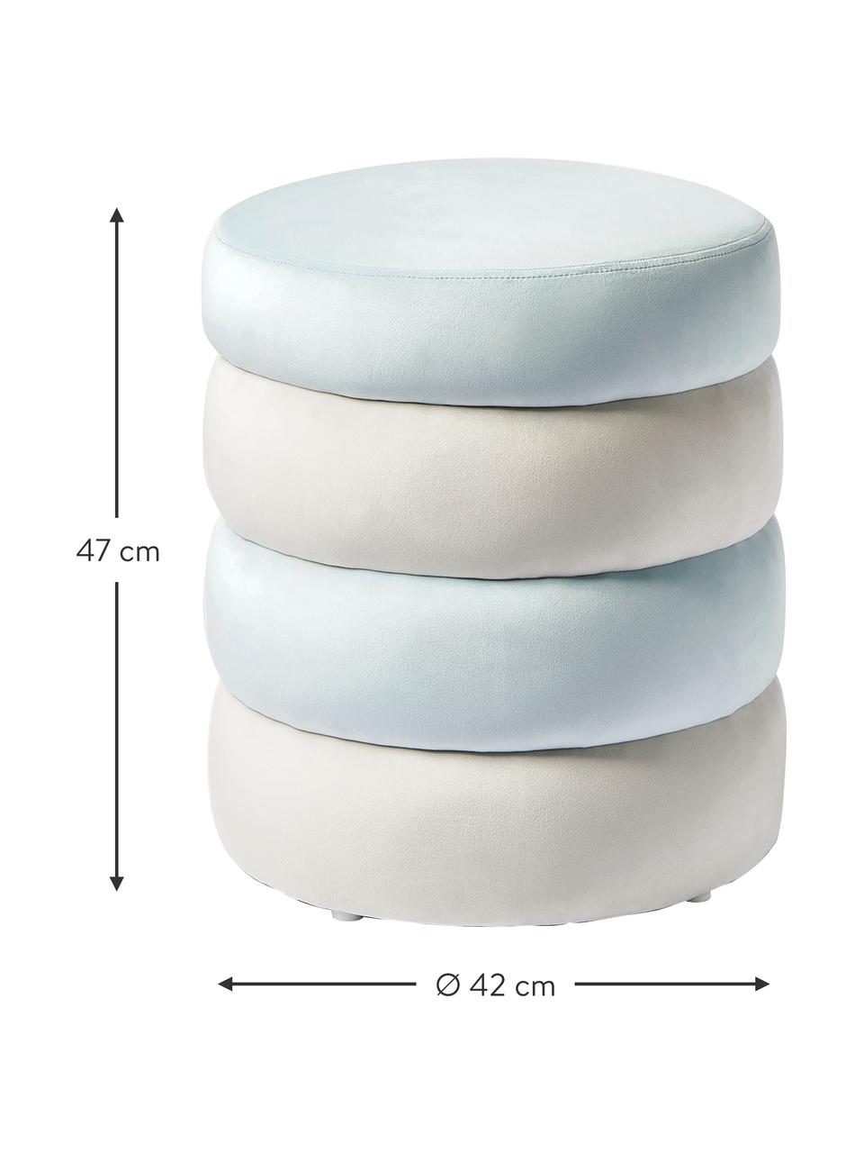 Fluwelen kruk Alto van Noor Kleinenberg de Groot, Bekleding: fluweel (100% polyester), Frame: massief grenenhout, multi, Fluweel wit, lichtblauw, Ø 42 x H 47 cm