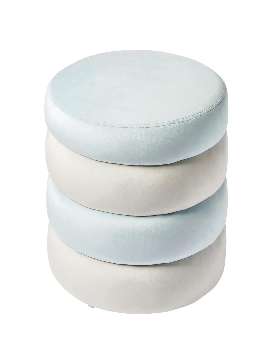 Tabouret en velours Alto de Noor Kleinenberg de Groot, Velours blanc, bleu ciel, Ø 42 x haut. 47 cm