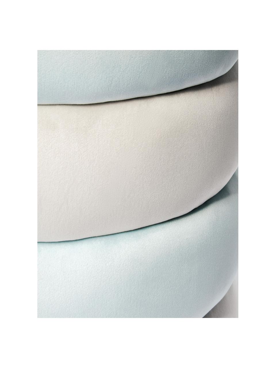 Fluwelen poef Alto, Bekleding: fluweel (100% polyester) , Frame: massief grenenhout, multi, Fluweel crèmewit, lichtblauw, Ø 42 x H 47 cm