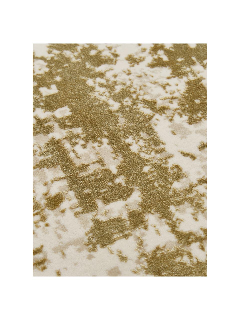 Tapis vintage vert beige à franges Cordoba, Vert olive, beige