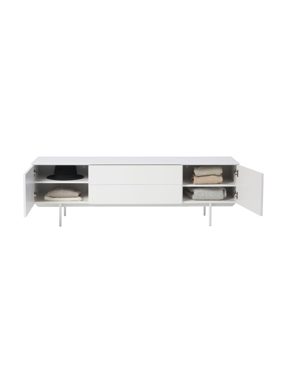 Tv-meubel Elyn met deuren, Mat wit, B 180 x H 55 cm