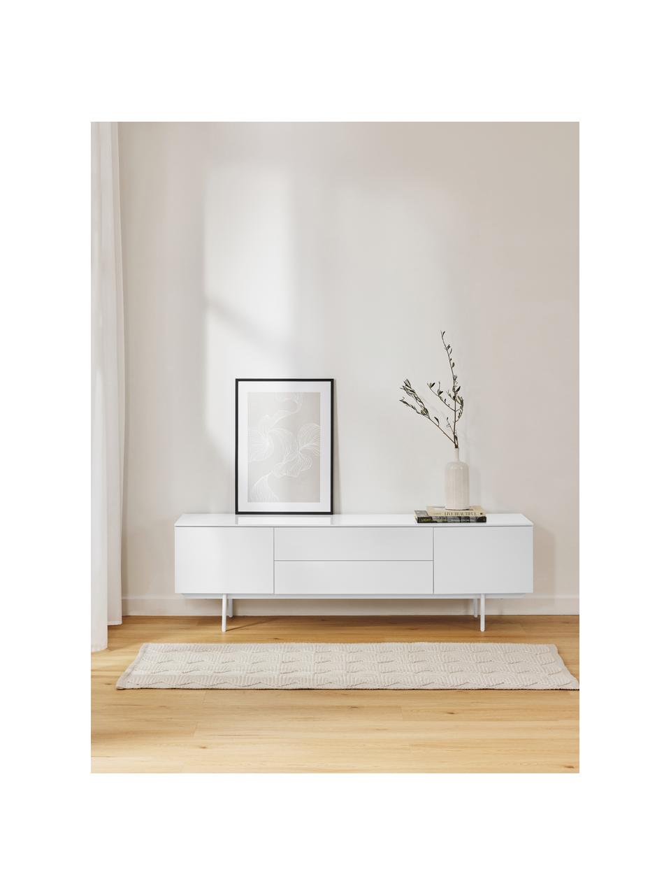 Credenza bassa Elona, Bianco opaco, Larg. 180 x Alt. 55 cm