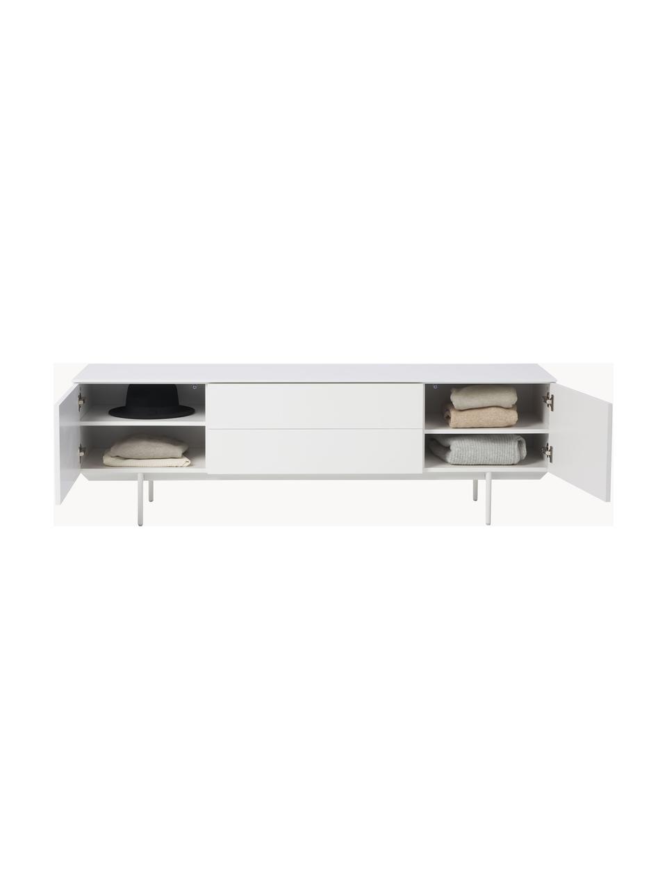 Credenza bassa Elona, Bianco opaco, Larg. 180 x Alt. 55 cm