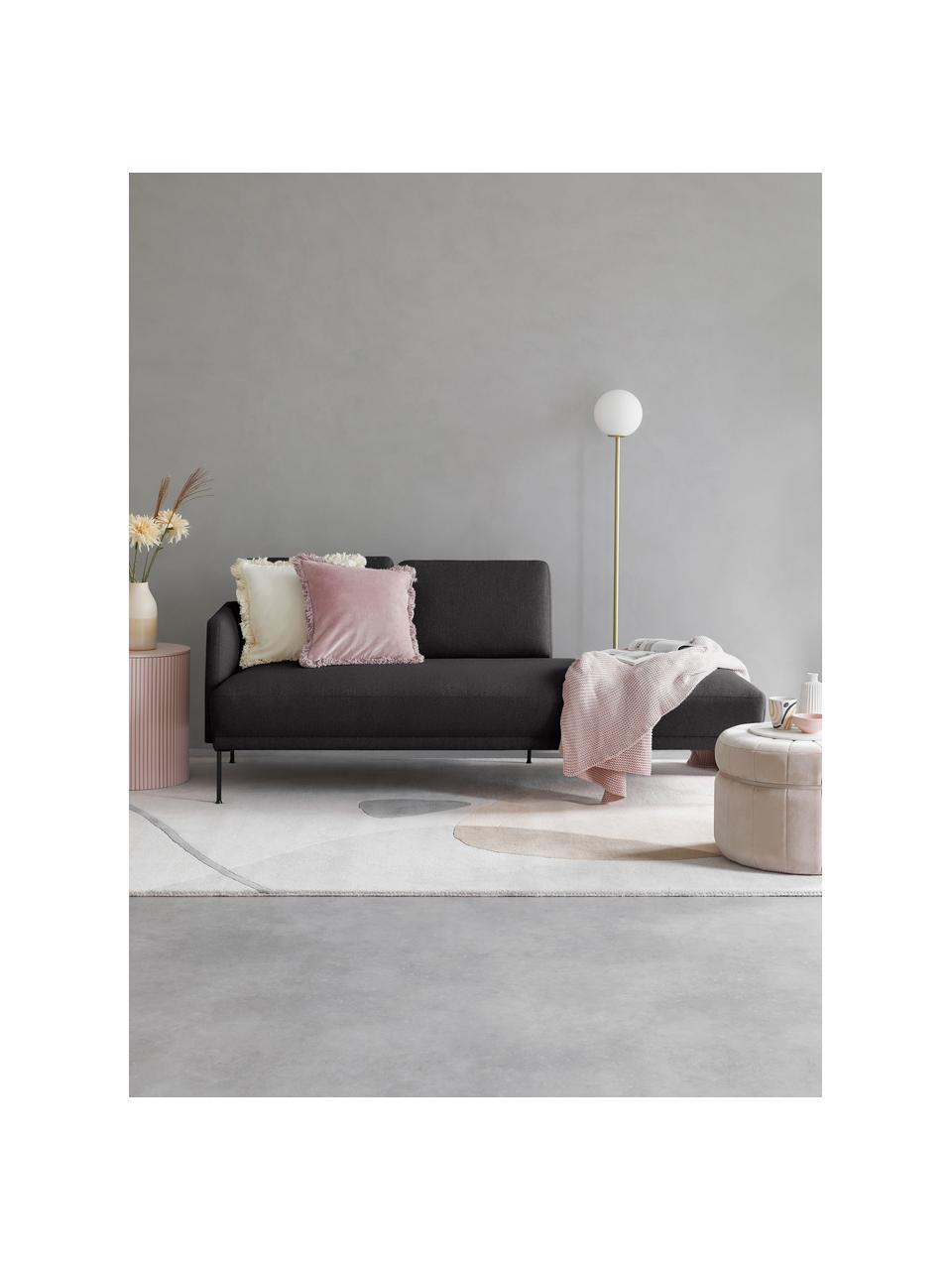 Chaise longue Fluente met metalen poten, Bekleding: 100% polyester. Met 40.00, Frame: massief grenenhout, FSC-g, Poten: gepoedercoat metaal., Geweven stof donkergrijs, B 202 x D 85 cm, rugleuning links