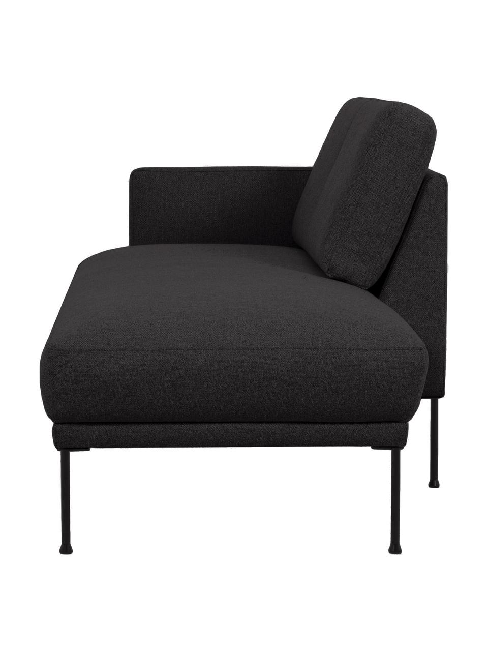 Šezlong s kovovými nohami Fluente, Tmavě šedá, Š 202 cm, H 85 cm, opěradlo na levé straně