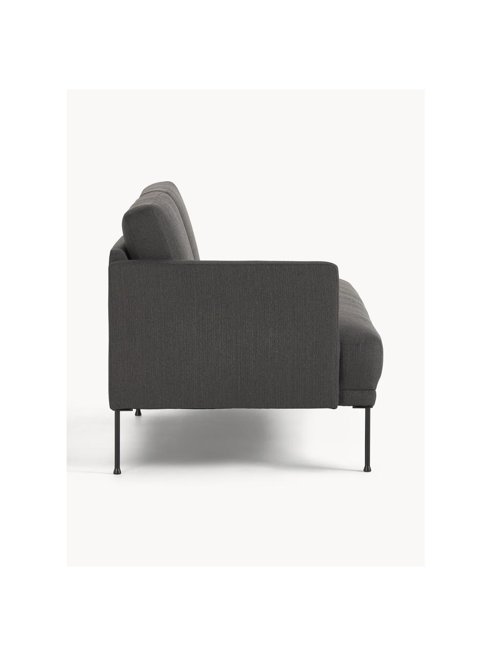 Chaise longue Fluente, Bekleding: 100% polyester. Met 40.00, Frame: massief grenenhout, Poten: gepoedercoat metaal Dit p, Geweven stof antraciet, B 202 x D 85 cm, rugleuning links