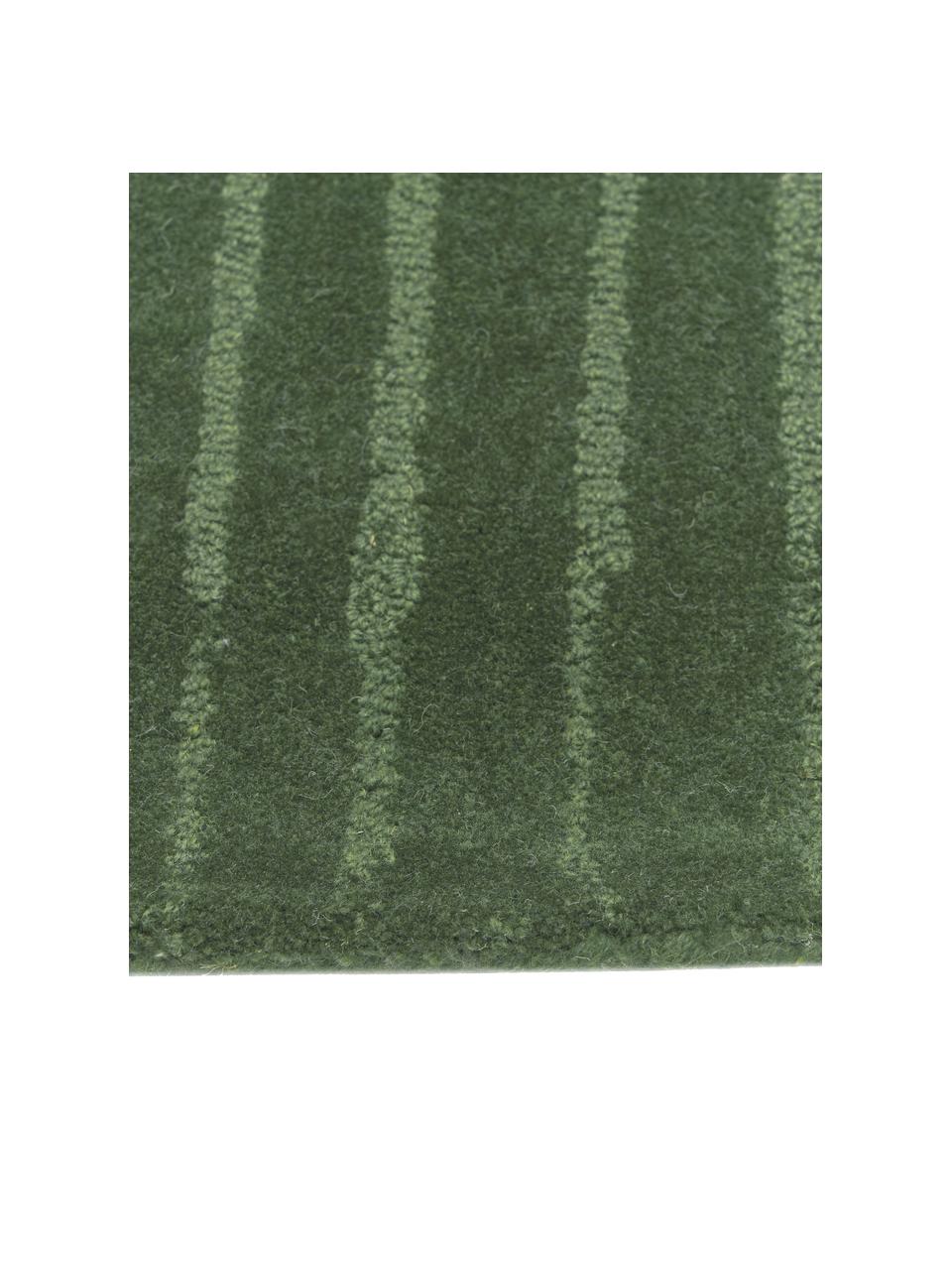 Alfombra artesanal de lana Mason, Parte superior: 100% lana, Reverso: 100% algodón Las alfombra, Verde oscuro, An 80 x L 150 cm(Tamaño XS)
