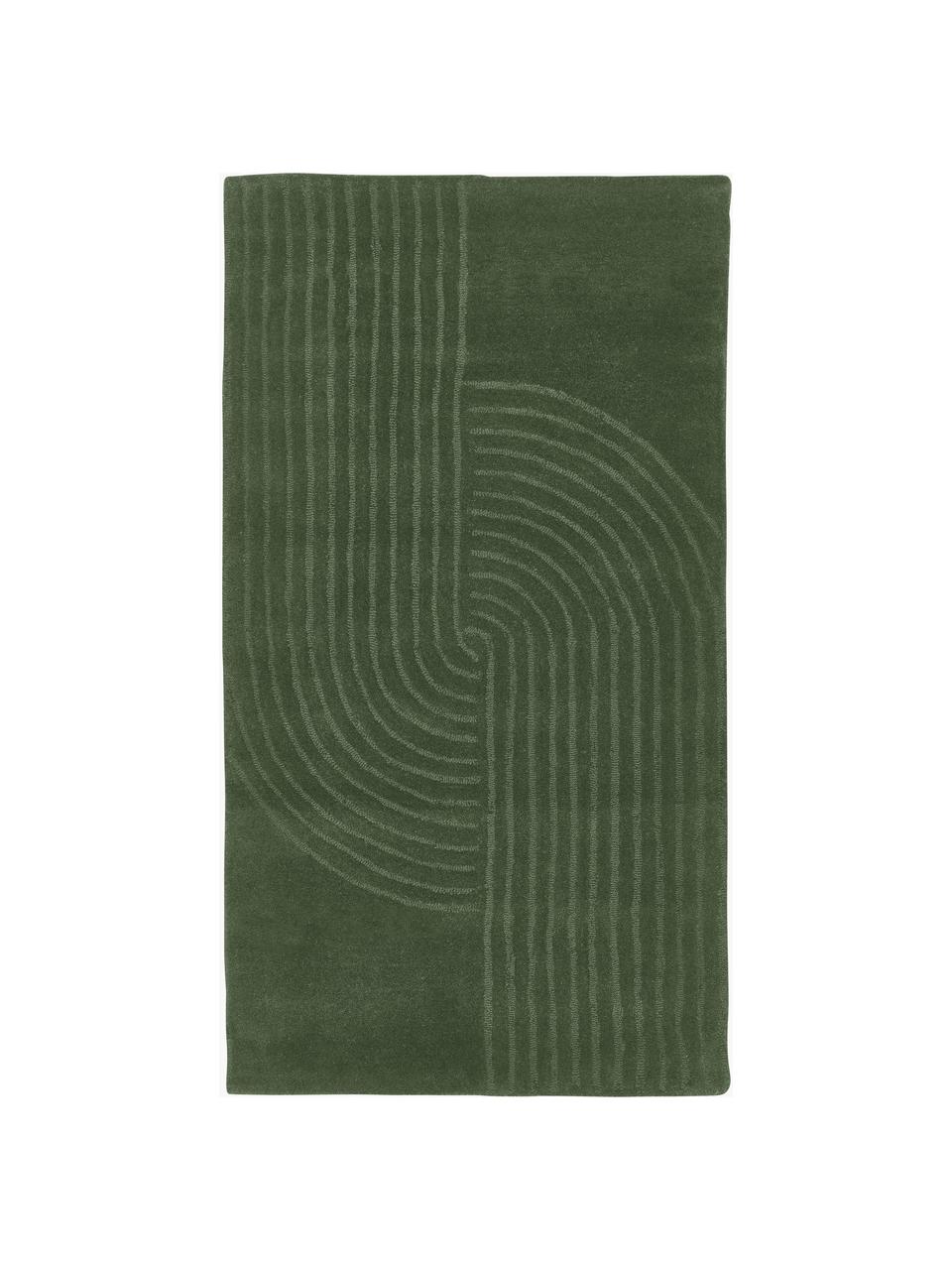Ručně všívaný vlněný koberec Mason, Tmavě zelená, Š 80 cm, D 150 cm (velikost XS)