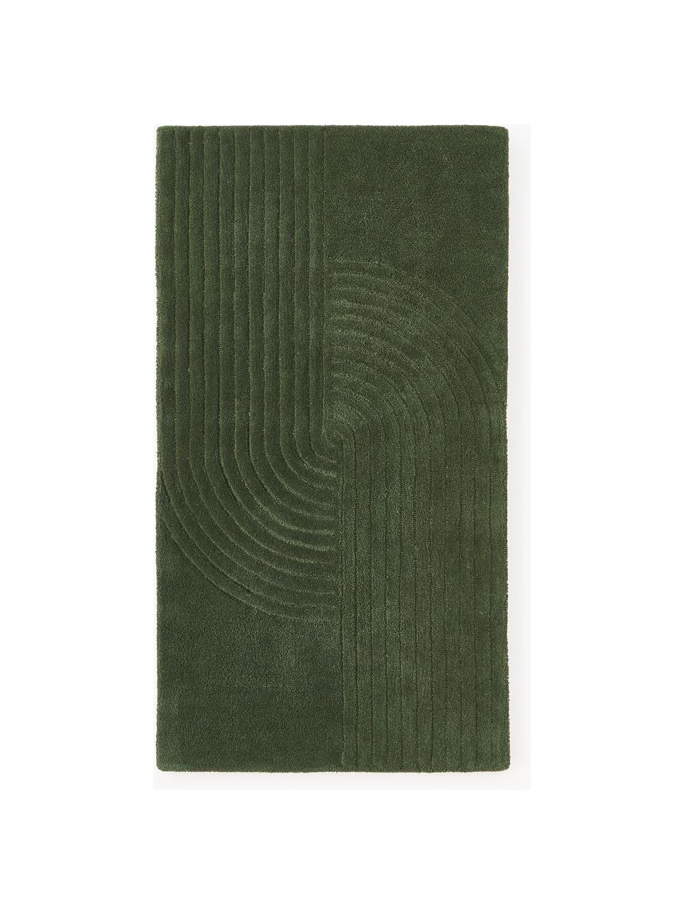 Tapis Luxe Art Moderne Vert Or Pur Laine Fil Doré Tufté Main