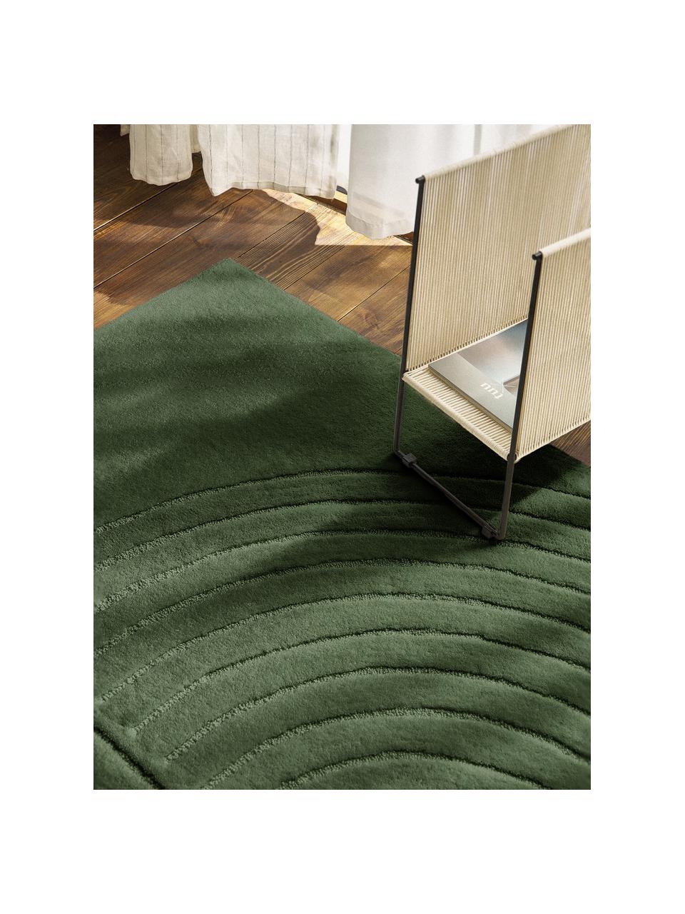 Tapis en laine tuftée main Mason, Vert foncé, larg. 80 x long. 150 cm (taille XS)