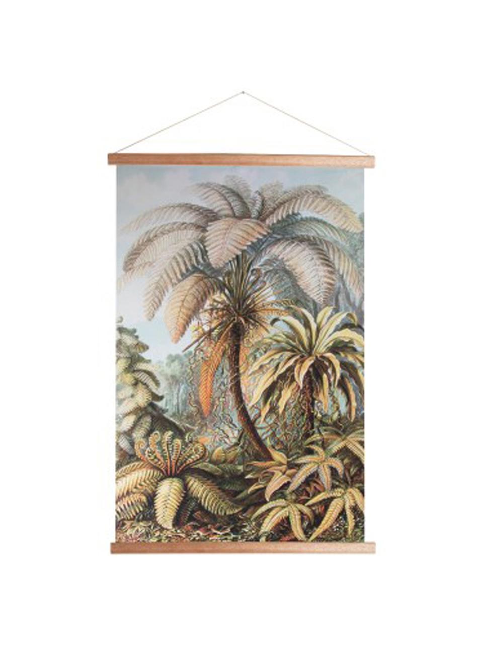 Decorazione da parete Jungle, Immagine: cotone, Cornice: legno, Colorato, Larg. 70 x Alt. 100 cm