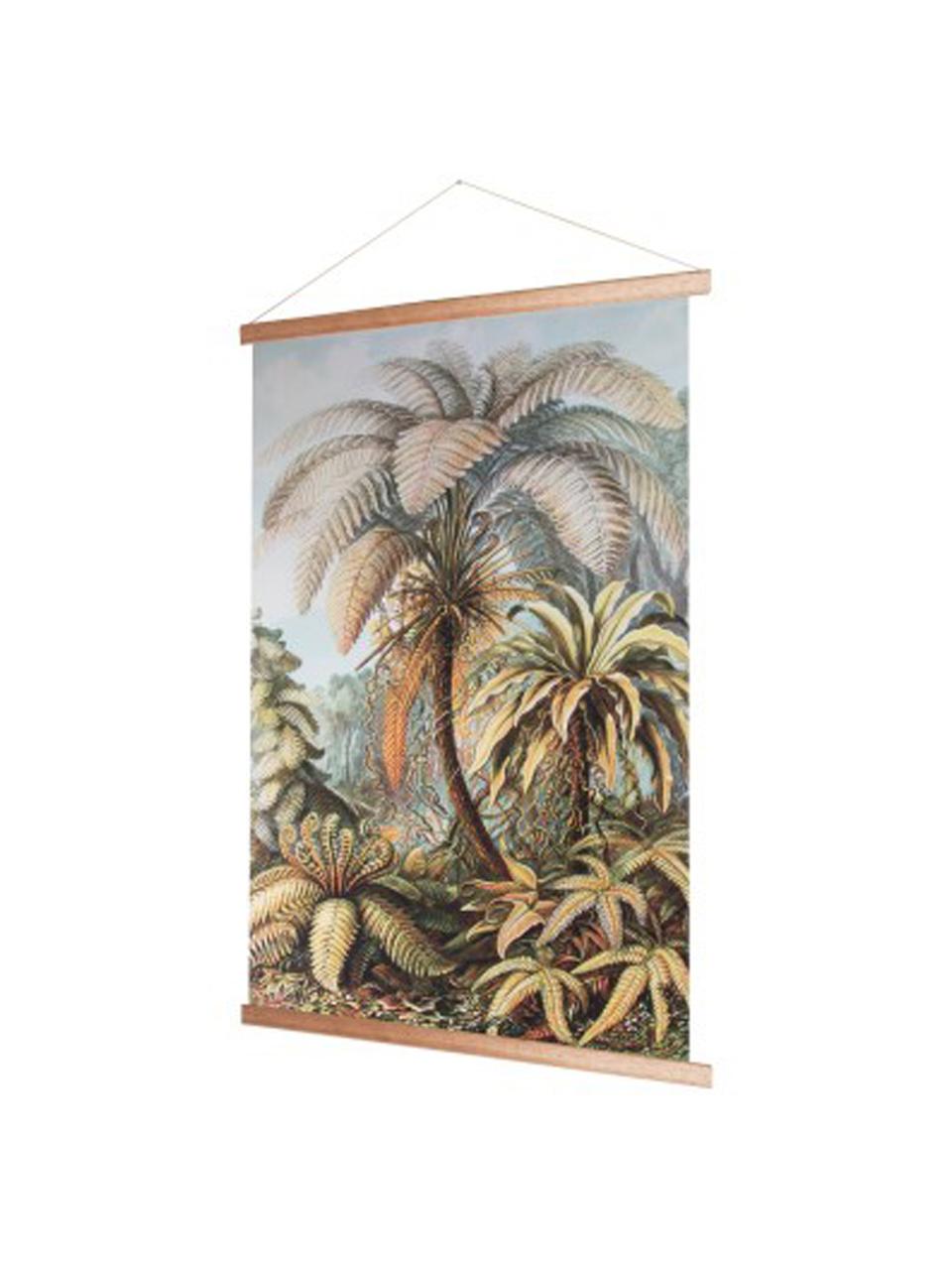 Decorazione da parete Jungle, Immagine: cotone, Cornice: legno, Colorato, Larg. 70 x Alt. 100 cm