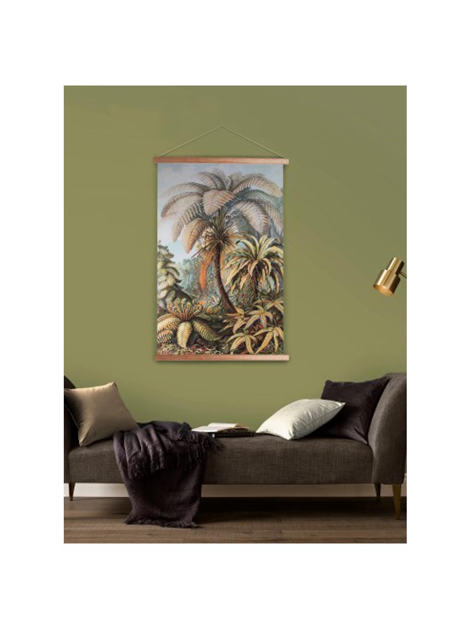 Decorazione da parete Jungle, Immagine: cotone, Cornice: legno, Colorato, Larg. 70 x Alt. 100 cm