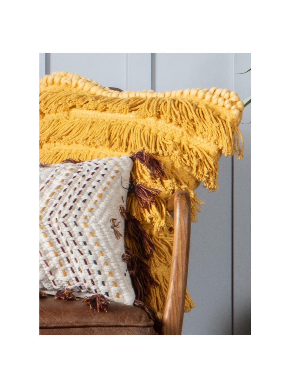 Coussin 45x45 bohème jaune ocre Tallara, Ocre