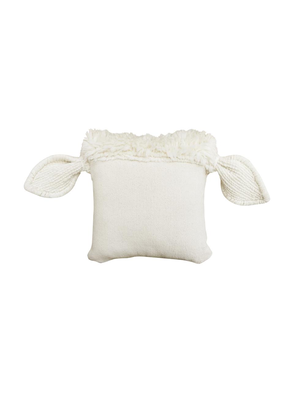 Knuffelkussen Sheep, Bekleding: 100% wol, Crèmewit, roze, B 37 x L 34 cm