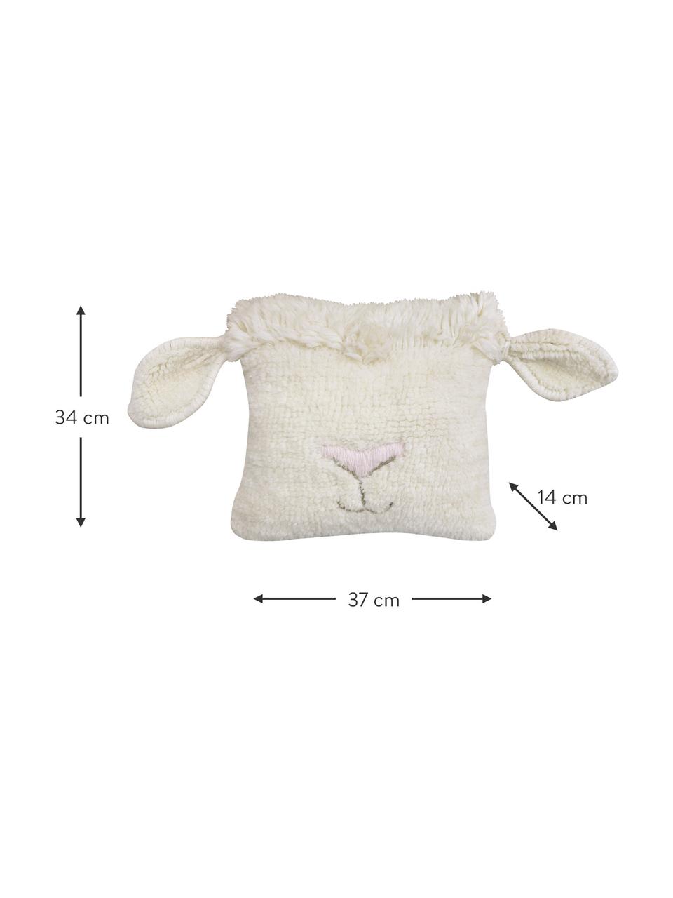 Kuschelkissen Sheep, Bezug: 100 % Wolle, Cremeweiss, Rosa, B 37 x L 34 cm
