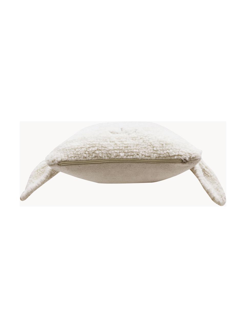 Kuschelkissen Sheep aus Wolle, Bezug: 100 % Wolle, Off White, Hellrosa, B 37 x L 34 cm