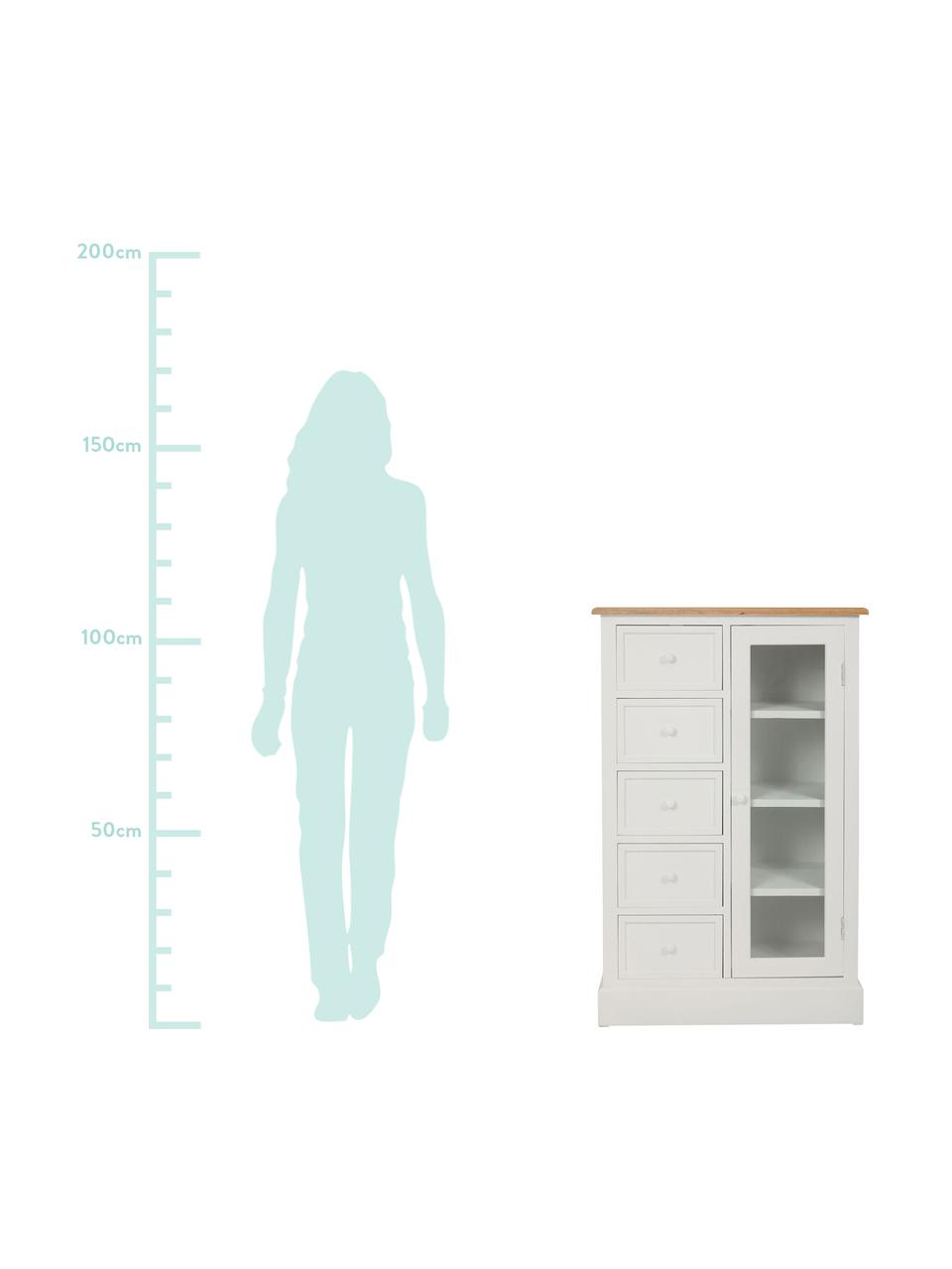 Chiffonnier Noa, Estructura: madera de paulownia, Marrón, blanco, An 72 x Al 110 cm