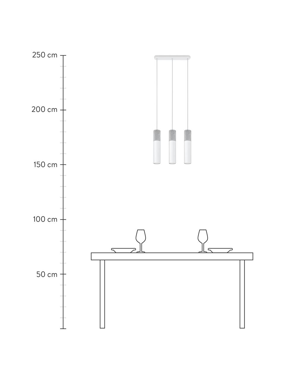 Lámpara de techo de cemento Edo, Pantalla: cemento, acero, Anclaje: acero, Cable: plástico, Gris, blanco, Ø 6 x Al 30 cm