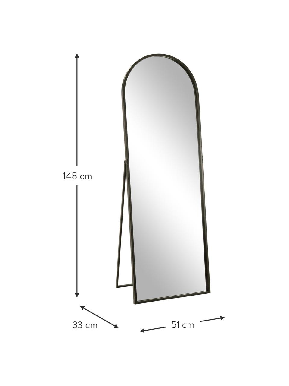 Stojací zrcadlo s kovovým rámem Espelho, Černá, Š 51 cm, V 148 cm